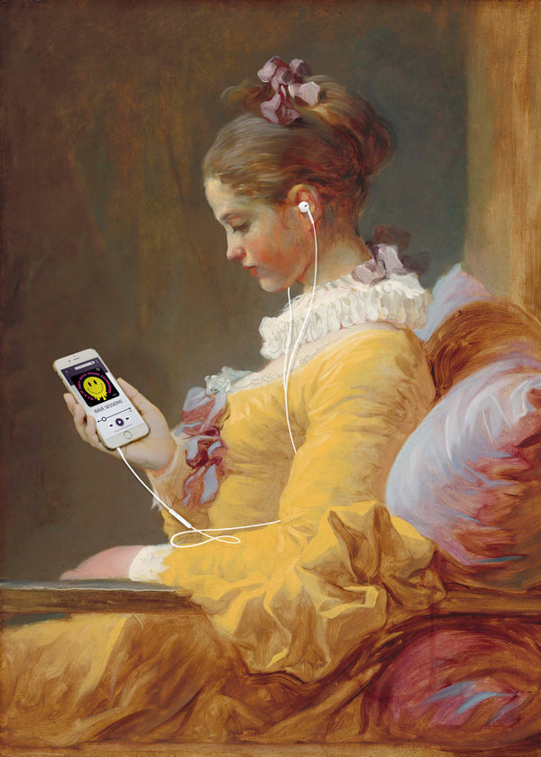 Vintage schilderij van meisje met oortjes