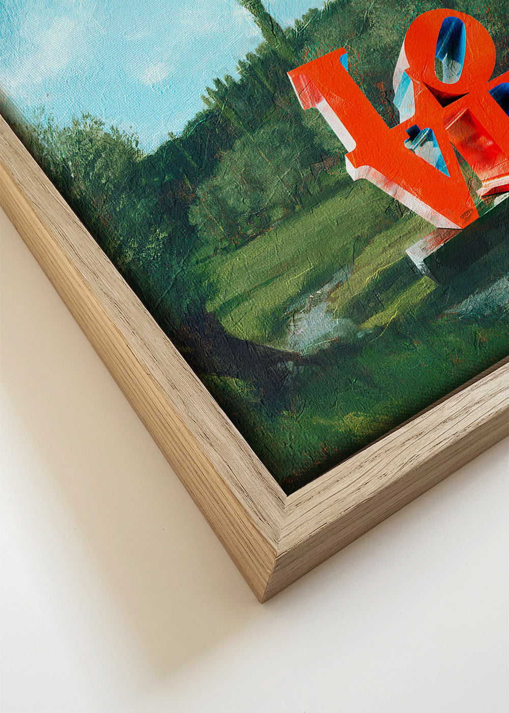 Landschapskunst met rode LOVE-beeld