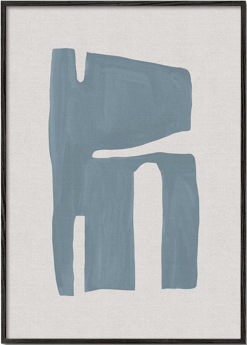 Abstract kunstwerk met organische blauwe streek