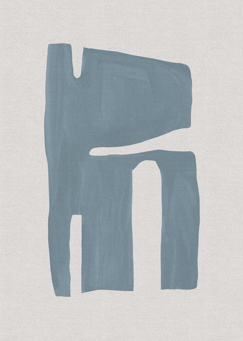 Abstract kunstwerk met organische blauwe streek