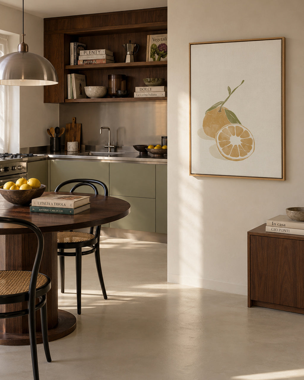 Tropical Oranges - Framed canvas in an interior