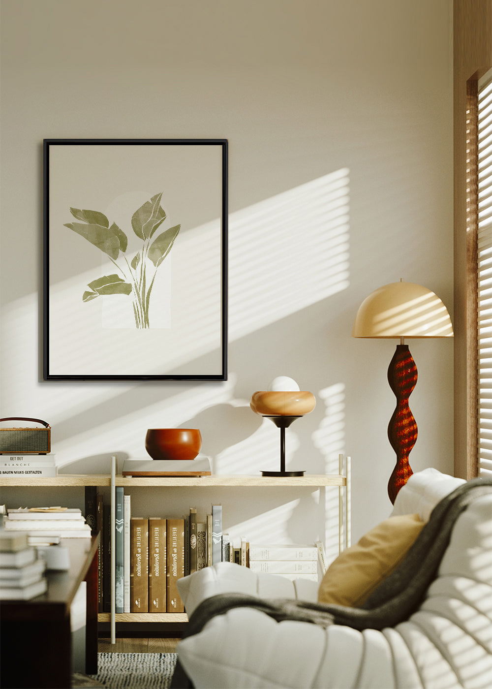 Botanische print groene bladeren met boog
