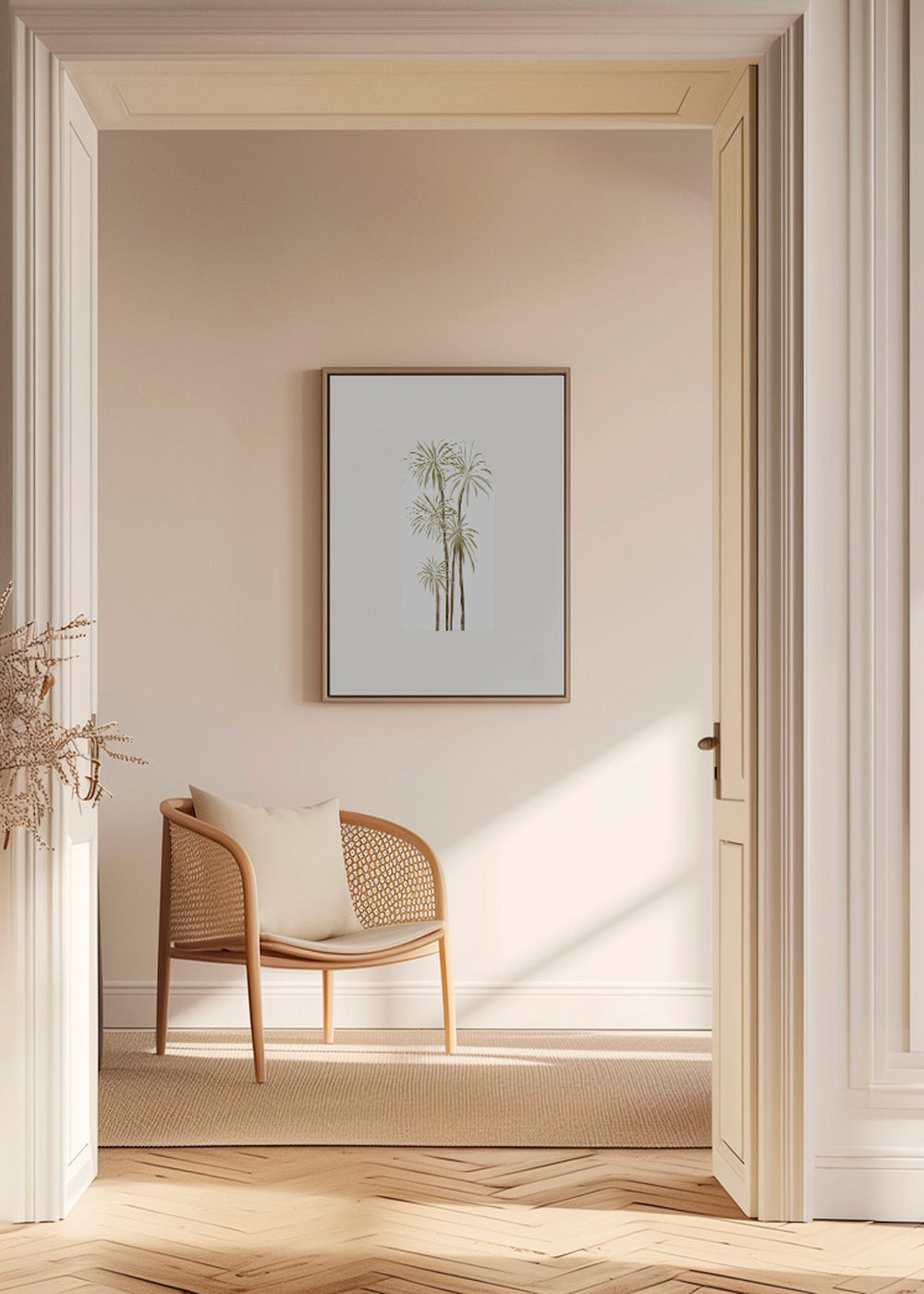 Botanische print met gestileerde palmen