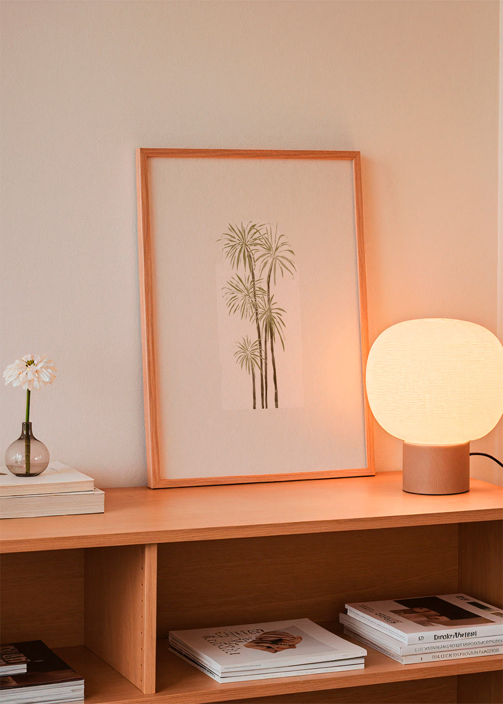 Botanische print met gestileerde palmen