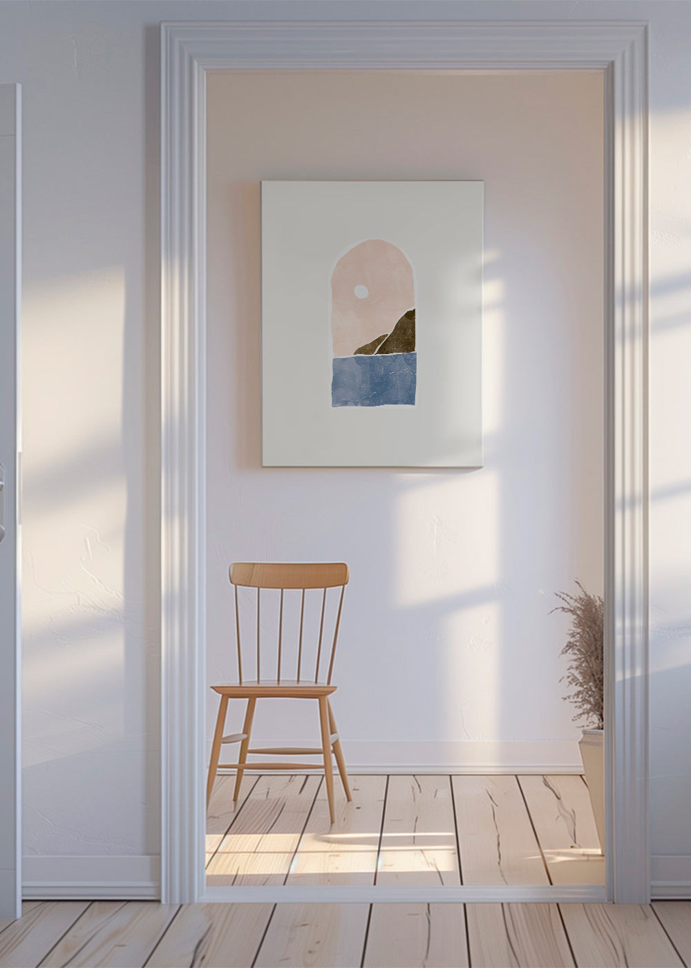 Landschap kunst met boogvenster