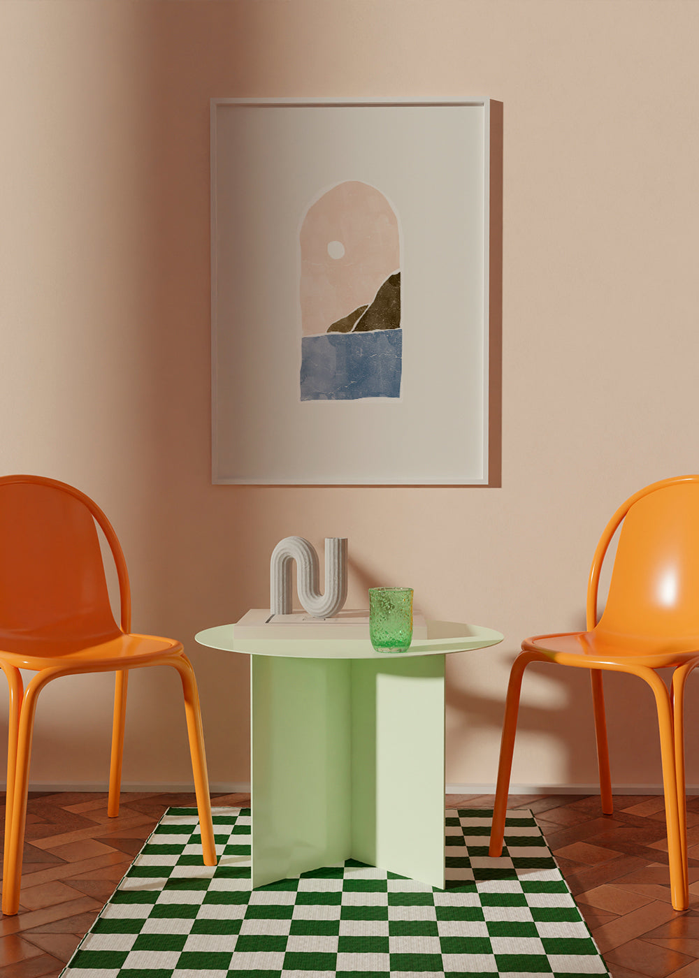 Landschap kunst met boogvenster