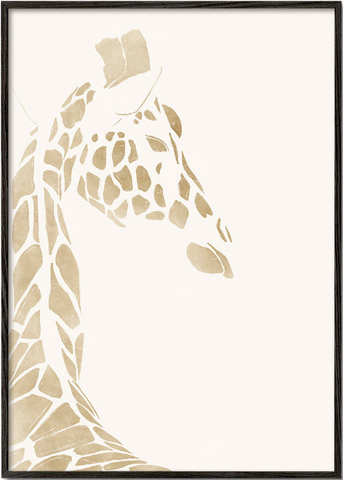 Giraffe beige profiel poster – Black Frame