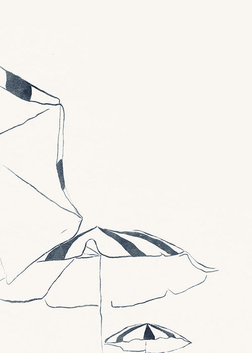 Illustratie blauwe strandparasol minimalistisch