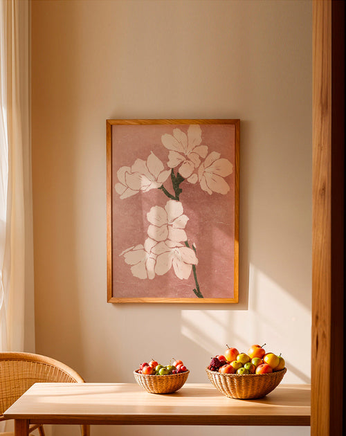 Botanische print roze bloemen met vintage textuur – Product1