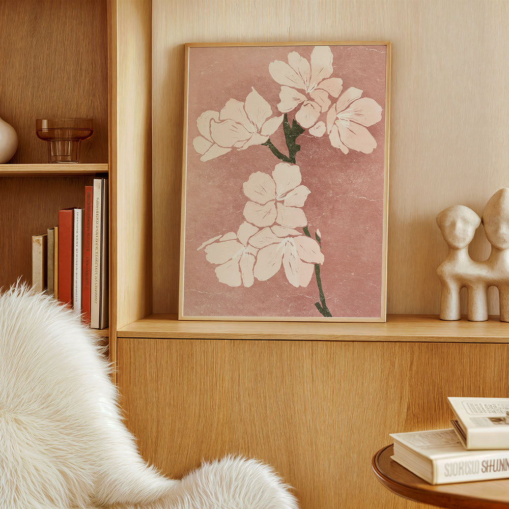 Botanische print roze bloemen met vintage textuur – Product3