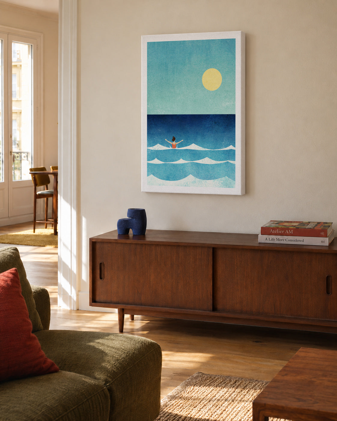 Sea Swim II - Unframed canvas in an interior