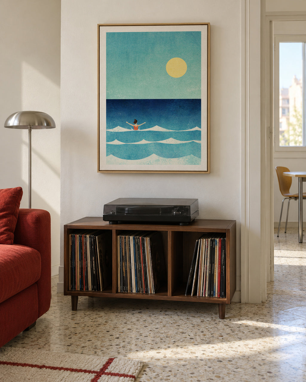 Sea Swim II - Framed canvas in an interior