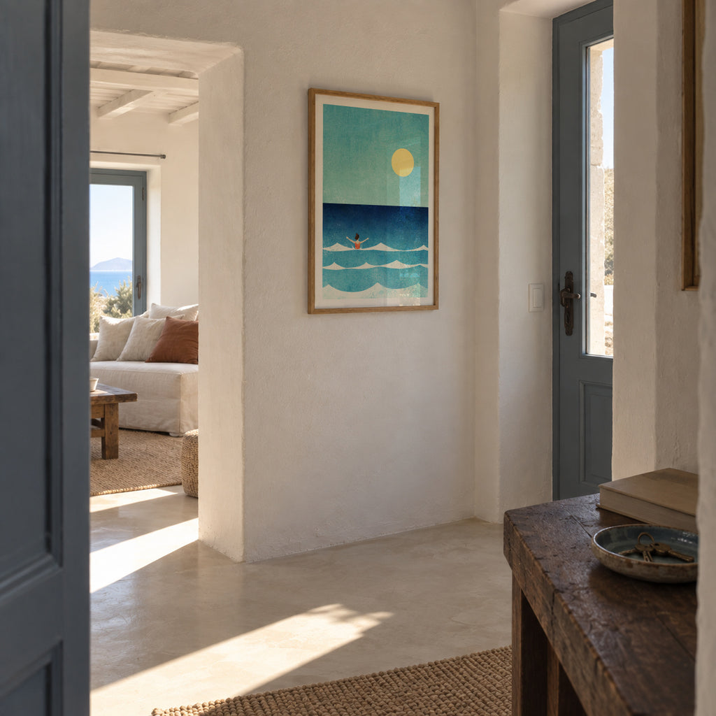 Sea Swim II - Framed poster in an interior