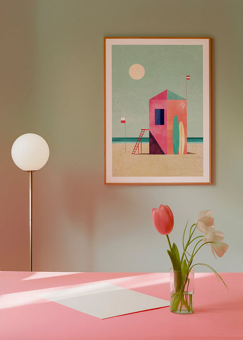 Surfhut illustratie in pasteltinten