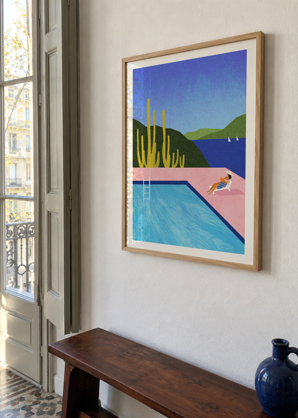 Swimming Pool II - Framed poster in an interior