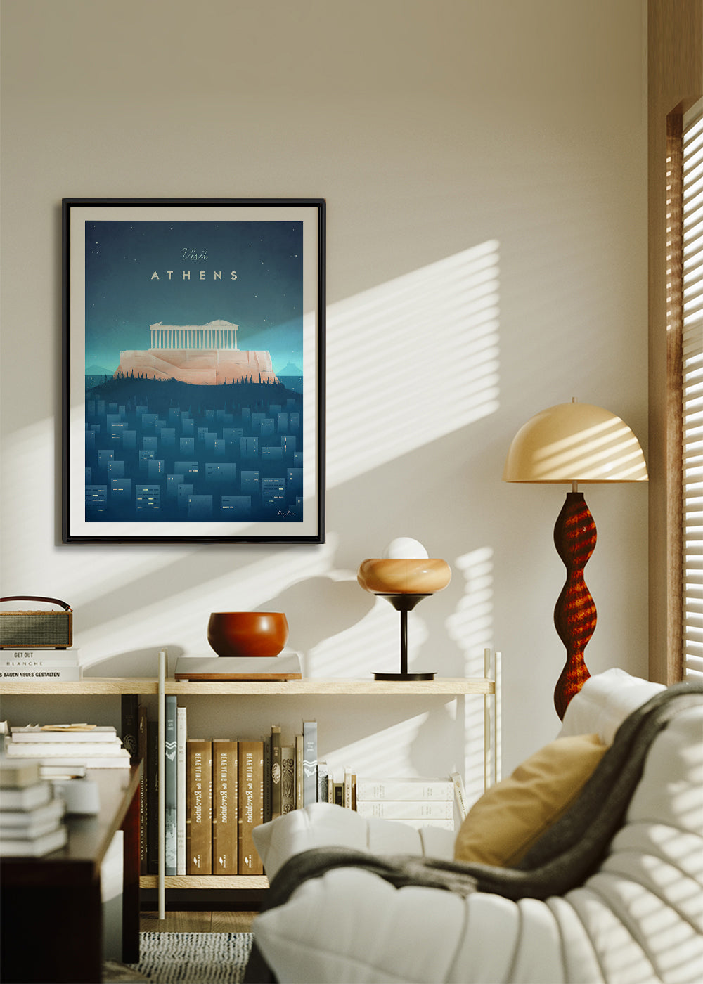 Reisposter: Athene illustratie nacht
