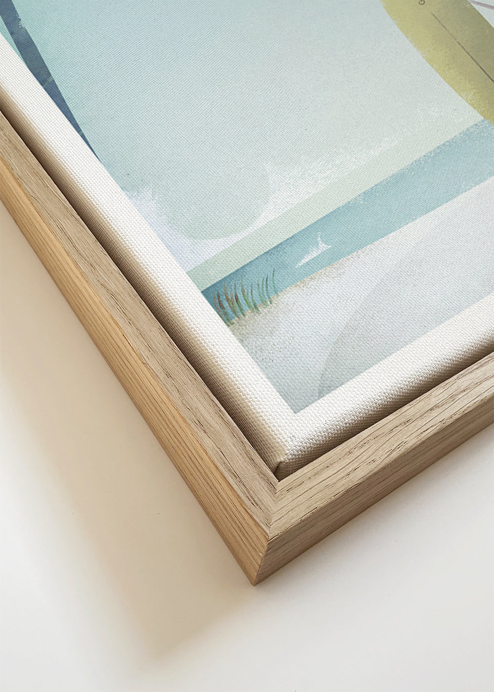 Landschap kunst met surfplank en palmen