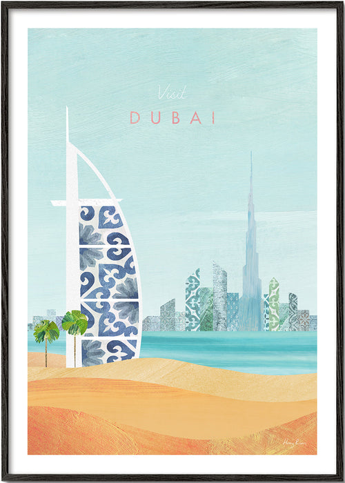 Reisposter Dubai skyline illustratie
