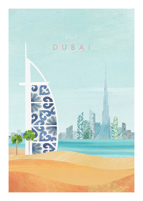 Reisposter Dubai skyline illustratie