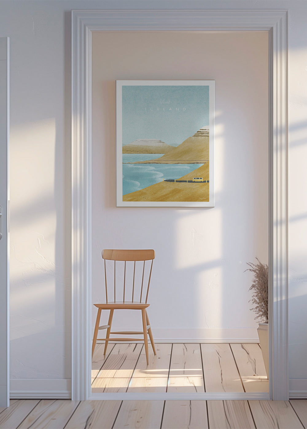 Landschap kunst: IJslandse kustweg met busje