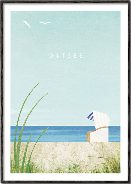 Kustlandschap print met strandstoel
