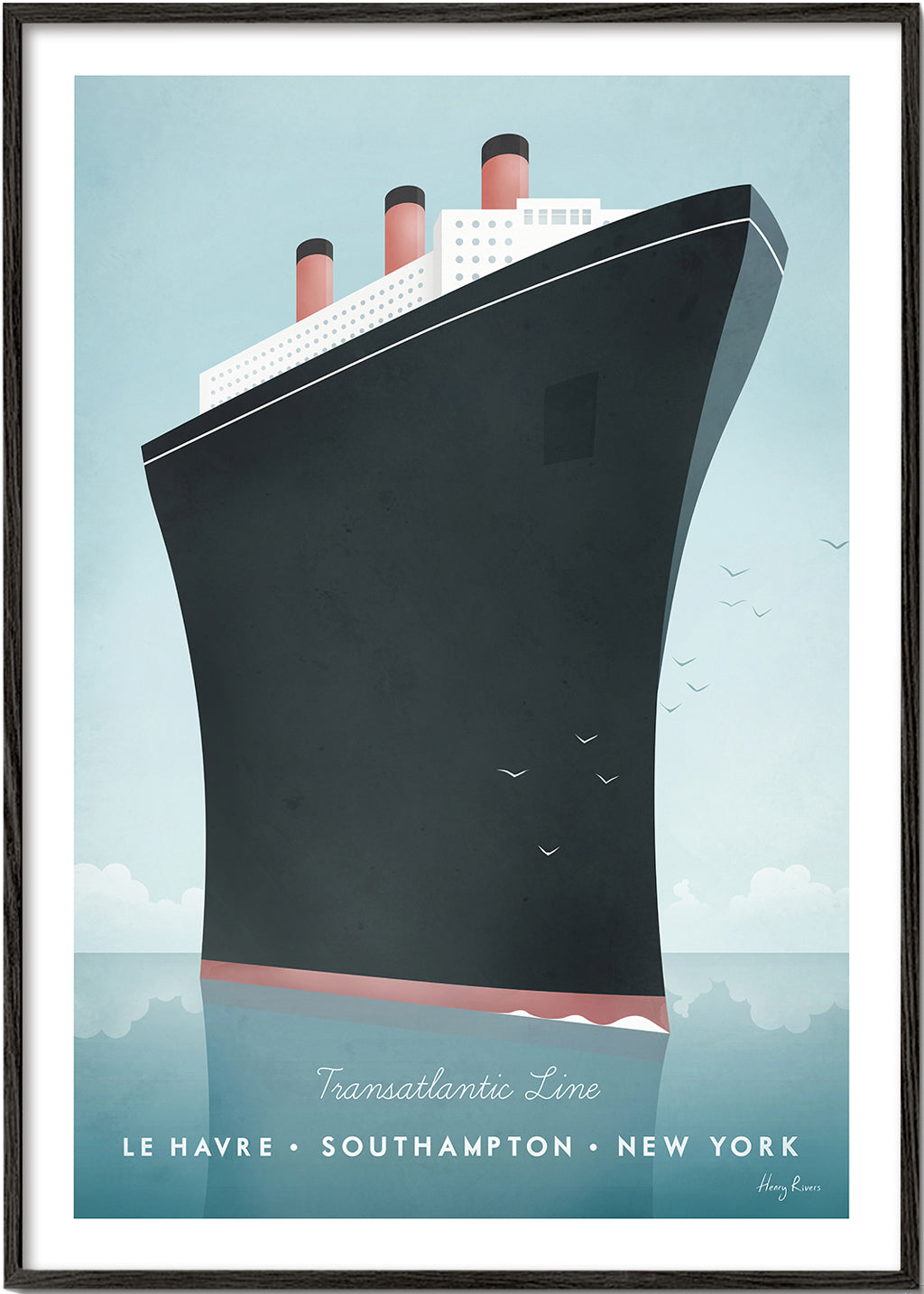 Reisposter met gestileerde scheepsboeg