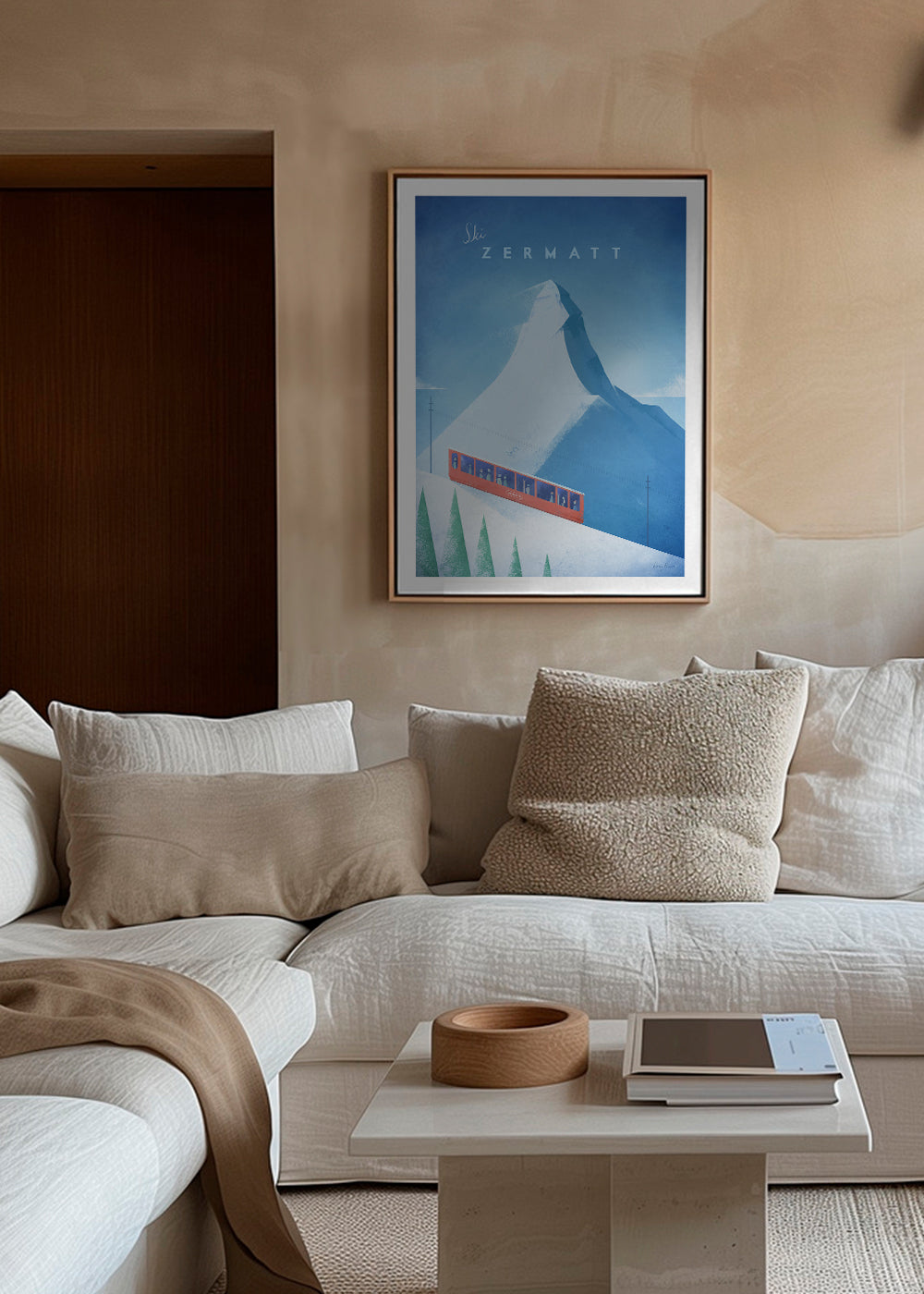 Landschap kunst: Zermatt poster met rode trein