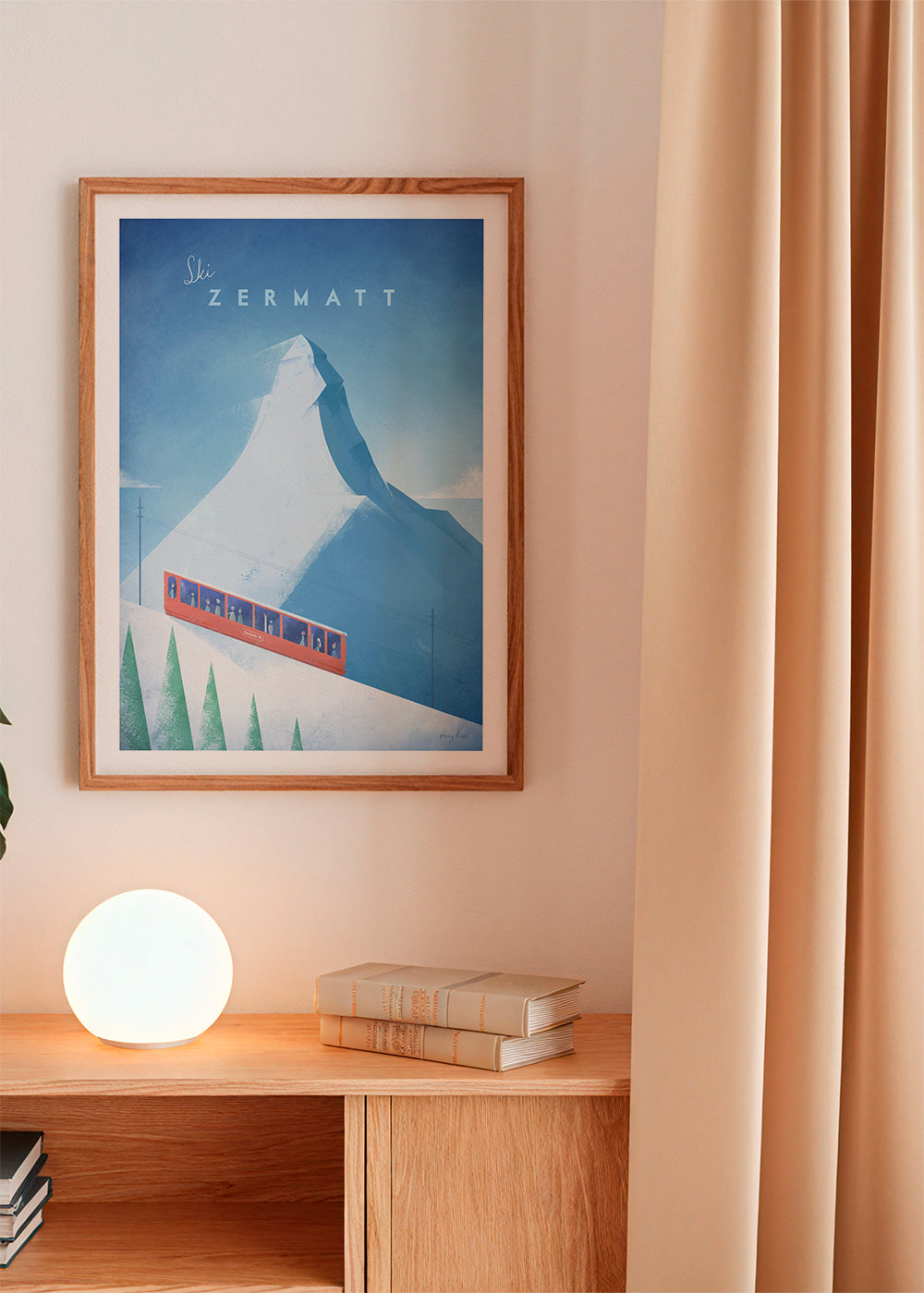 Landschap kunst: Zermatt poster met rode trein