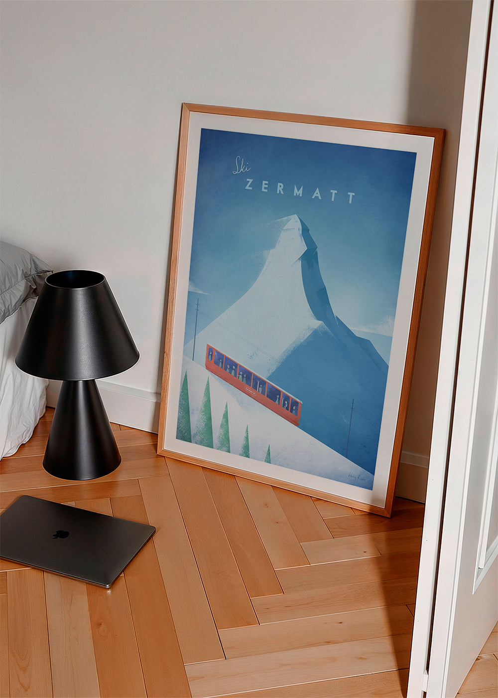 Landschap kunst: Zermatt poster met rode trein