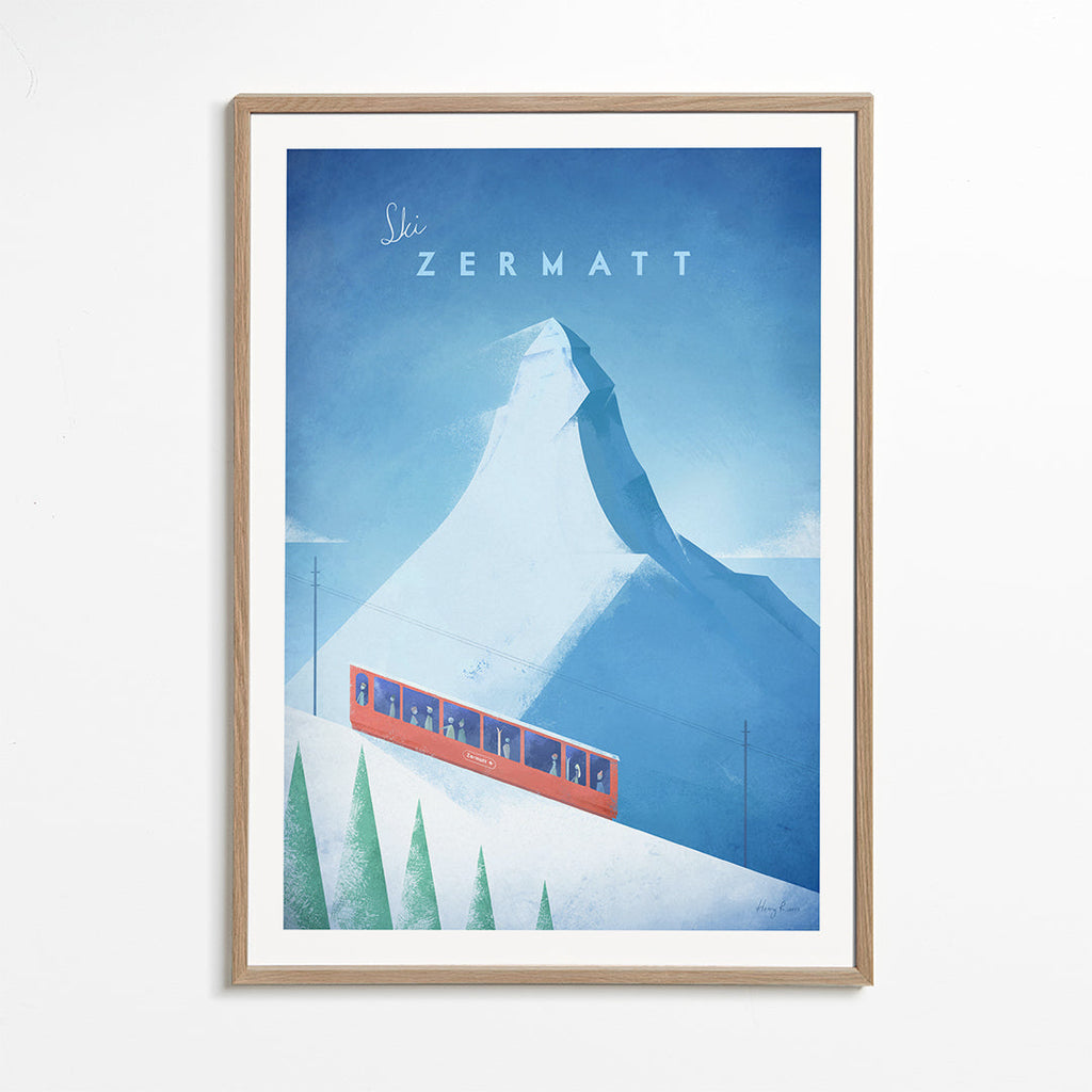 Landschap kunst: Zermatt poster met rode trein