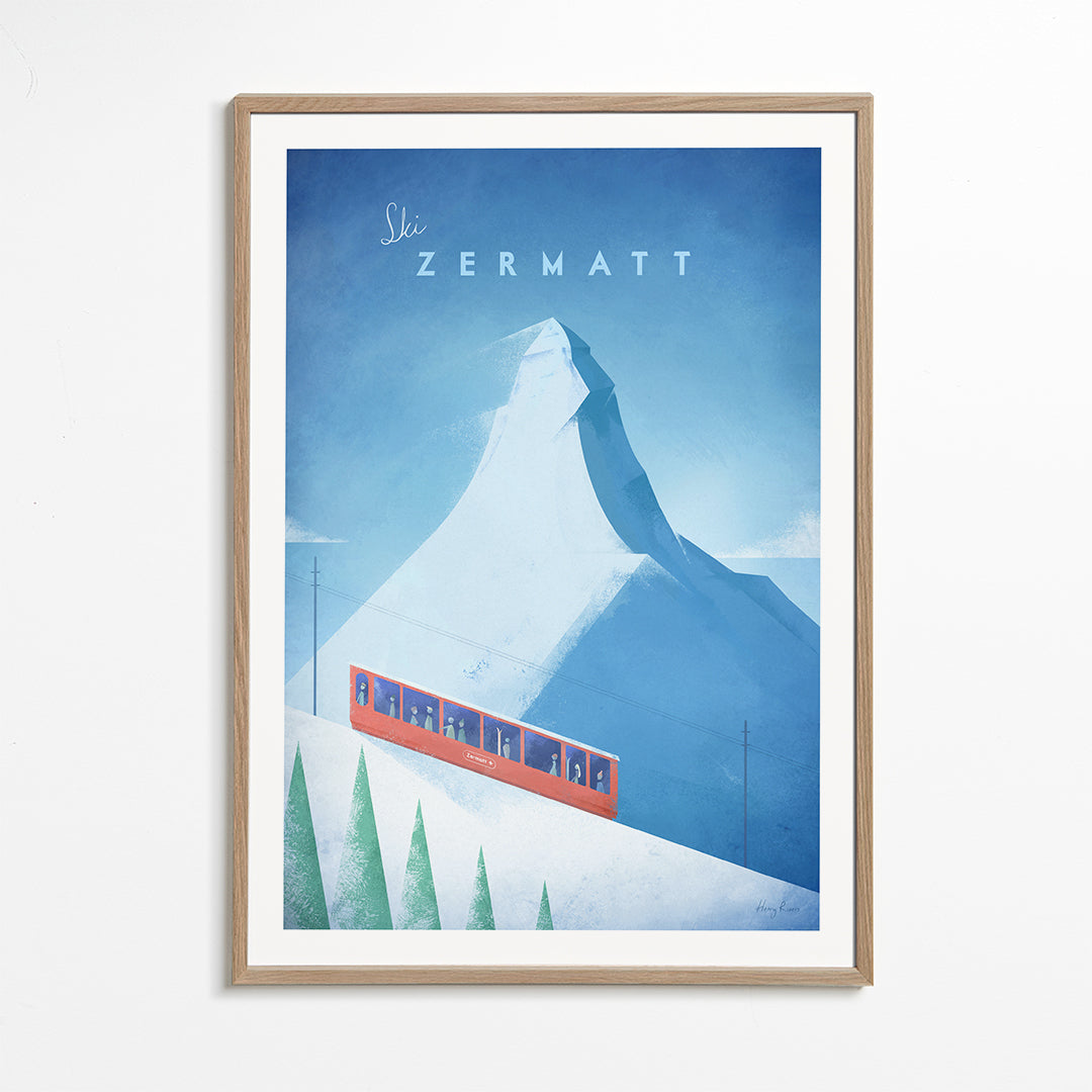 Landschap kunst: Zermatt poster met rode trein