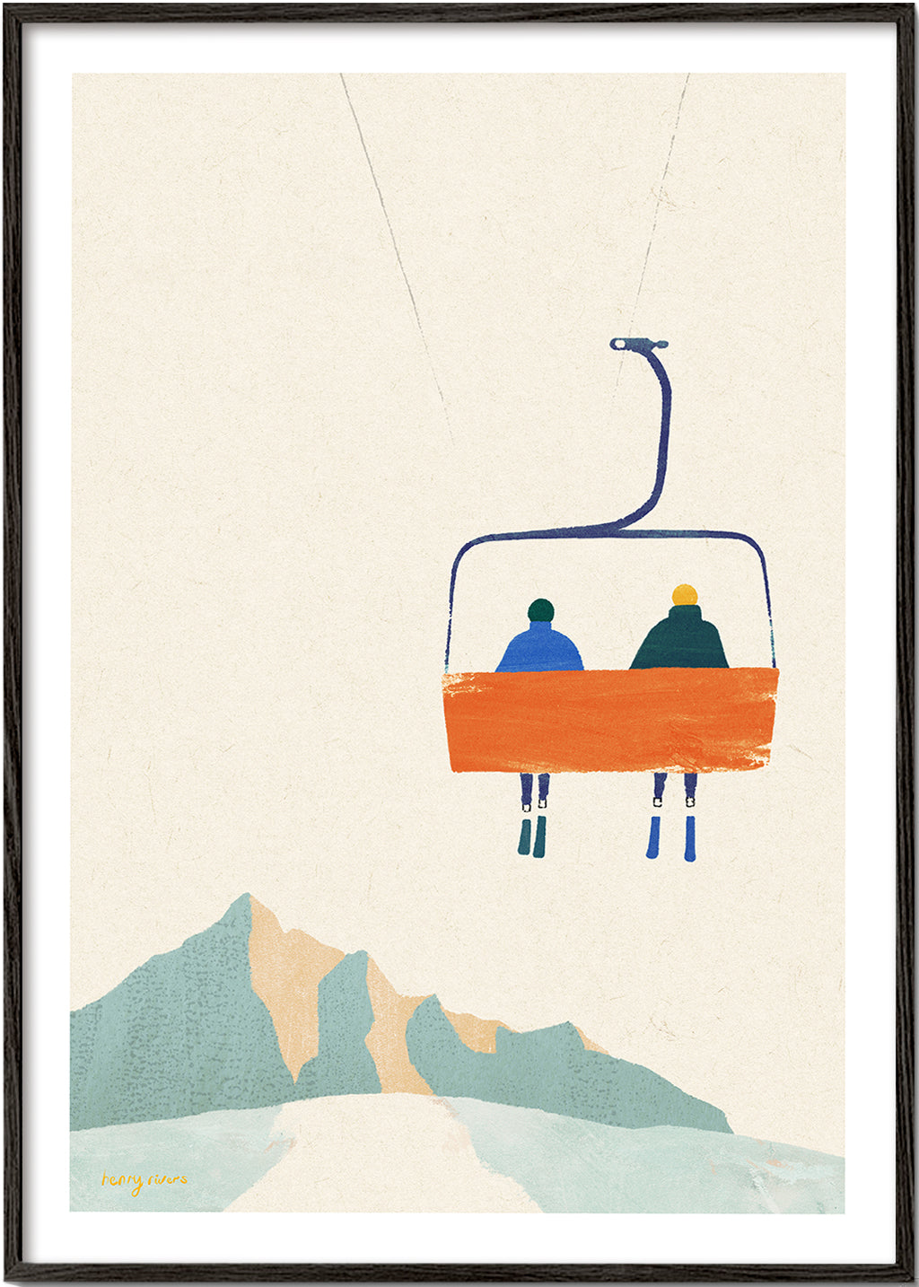 Sport kunst met stoeltjeslift boven berg