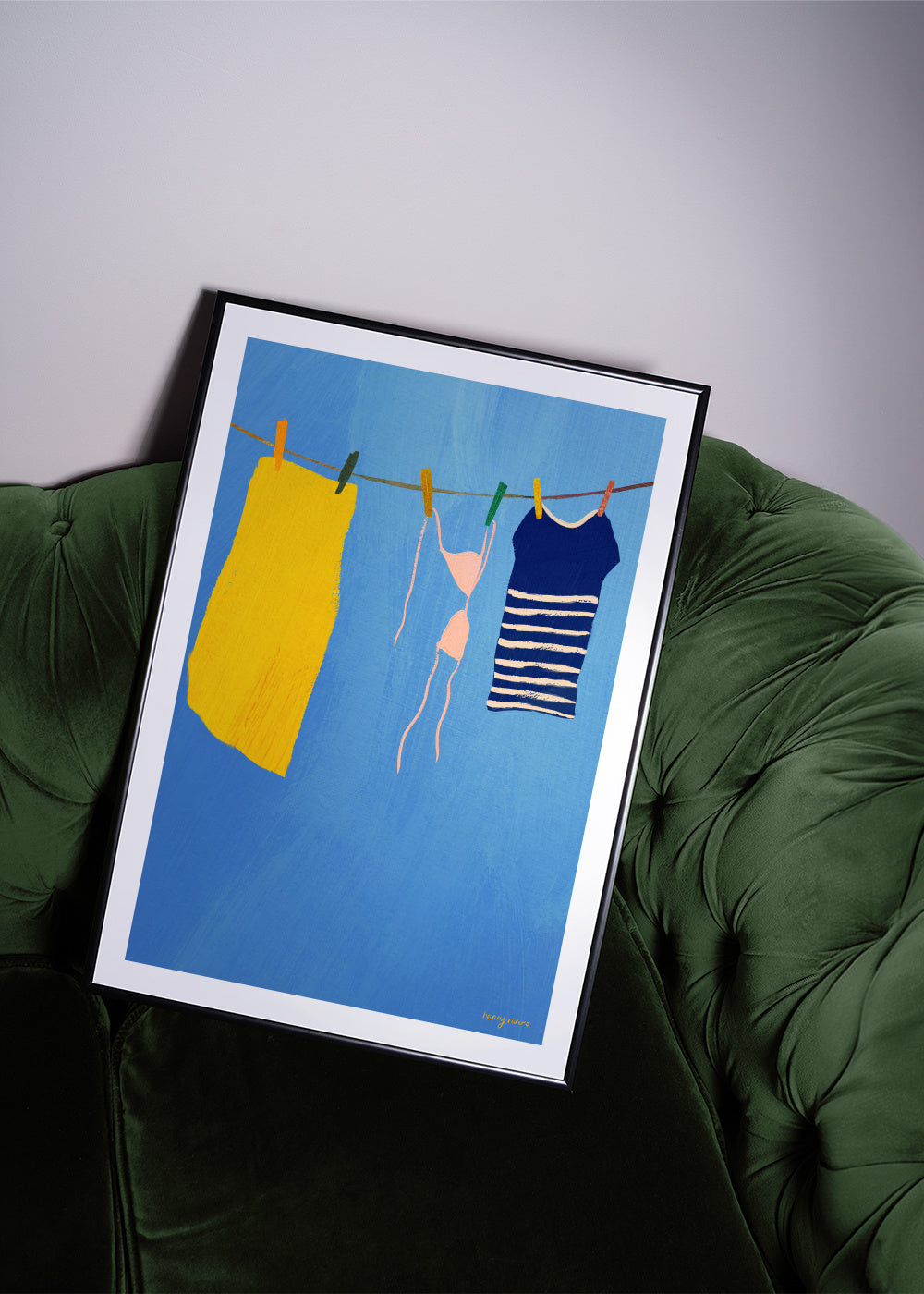 Summer laundry - Framed poster in an interior