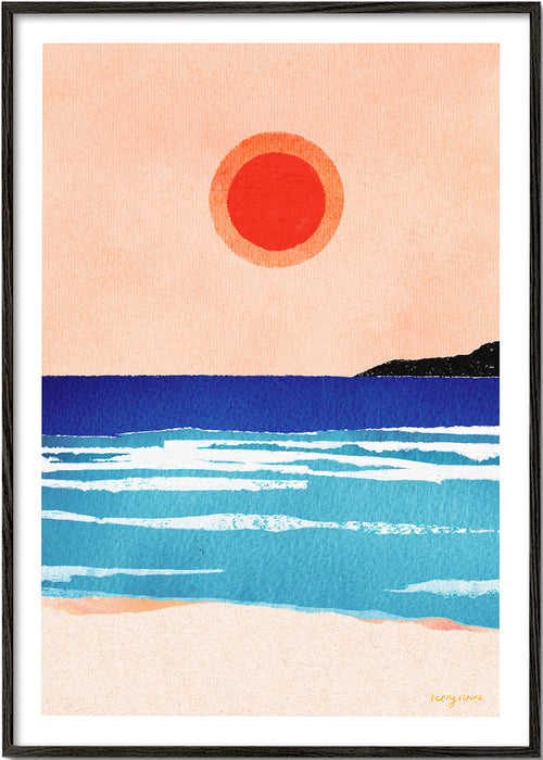 Landschap kunst: minimalistische zonsopgang boven de oceaan