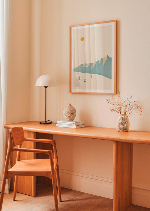 Sportkunst Skiërs op minimalistische helling
