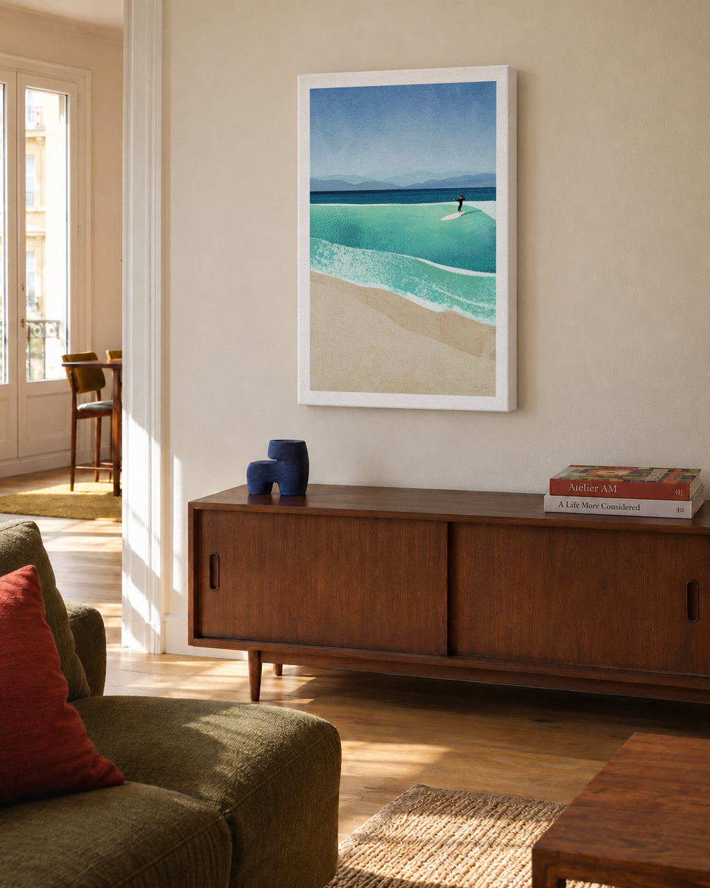 Surfing the perfect wave - Unframed canvas in an interior
