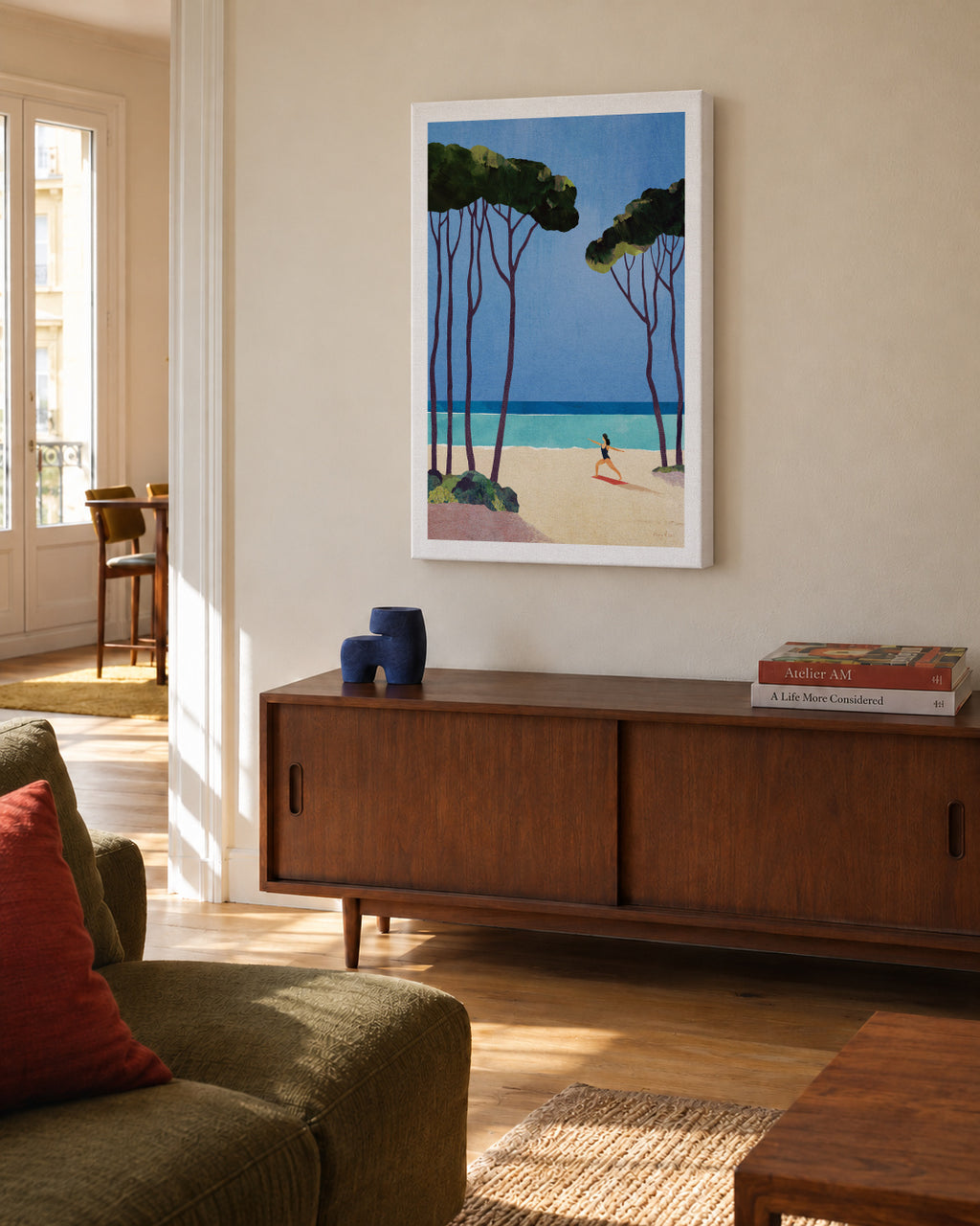Beach yoga - Unframed canvas in an interior