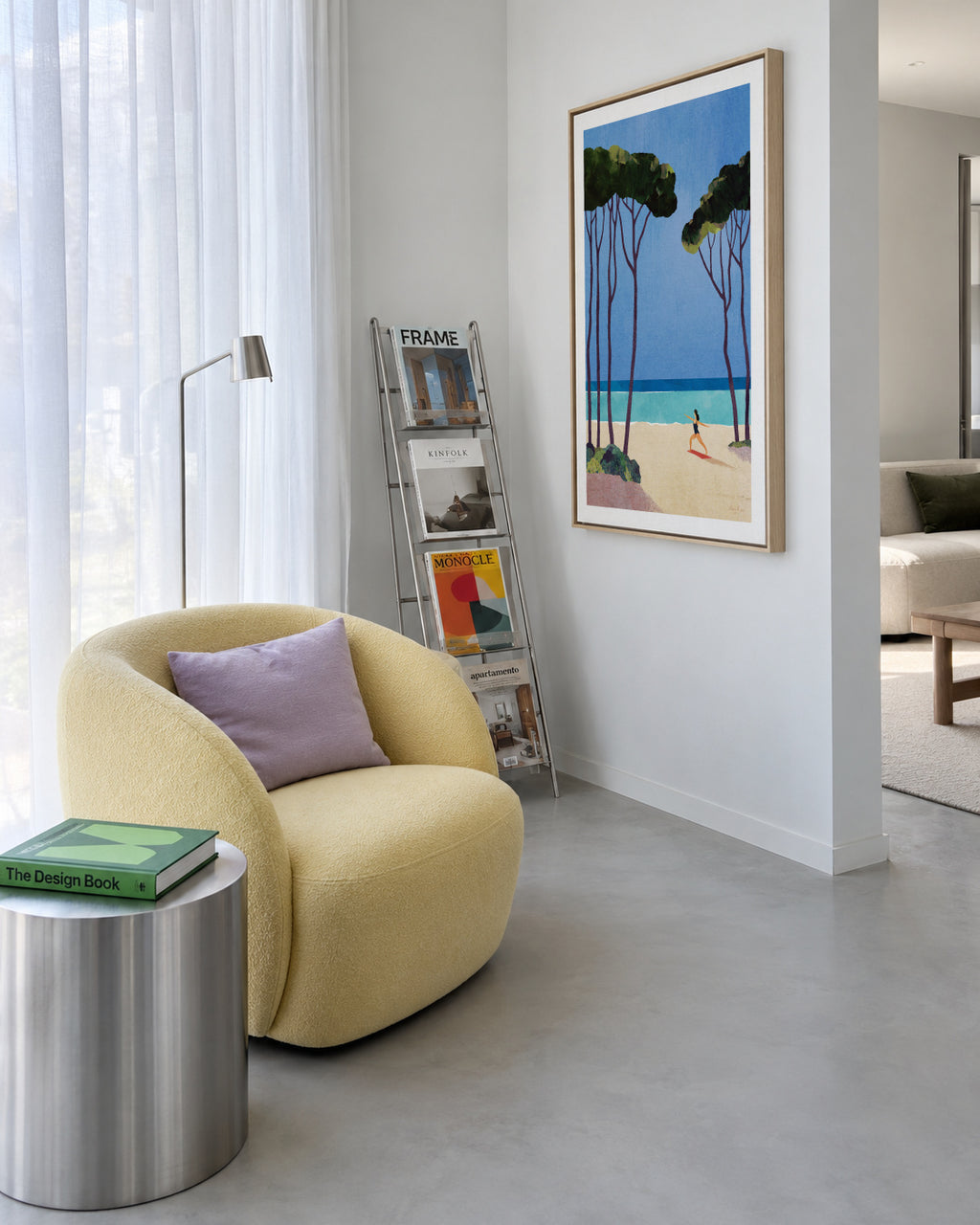 Beach yoga - Framed canvas in an interior