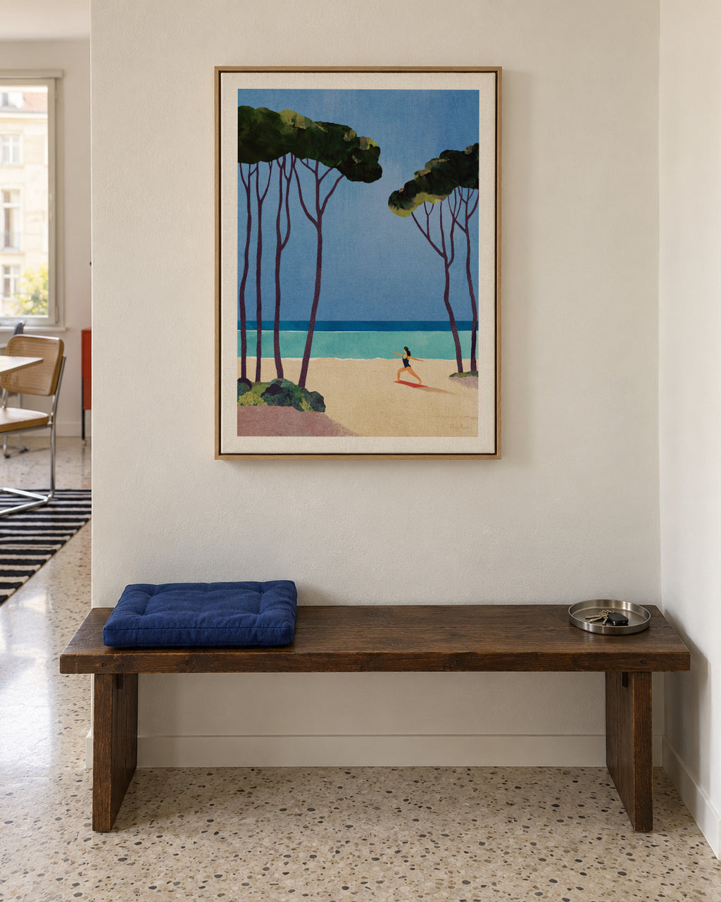Beach yoga - Framed canvas in an interior