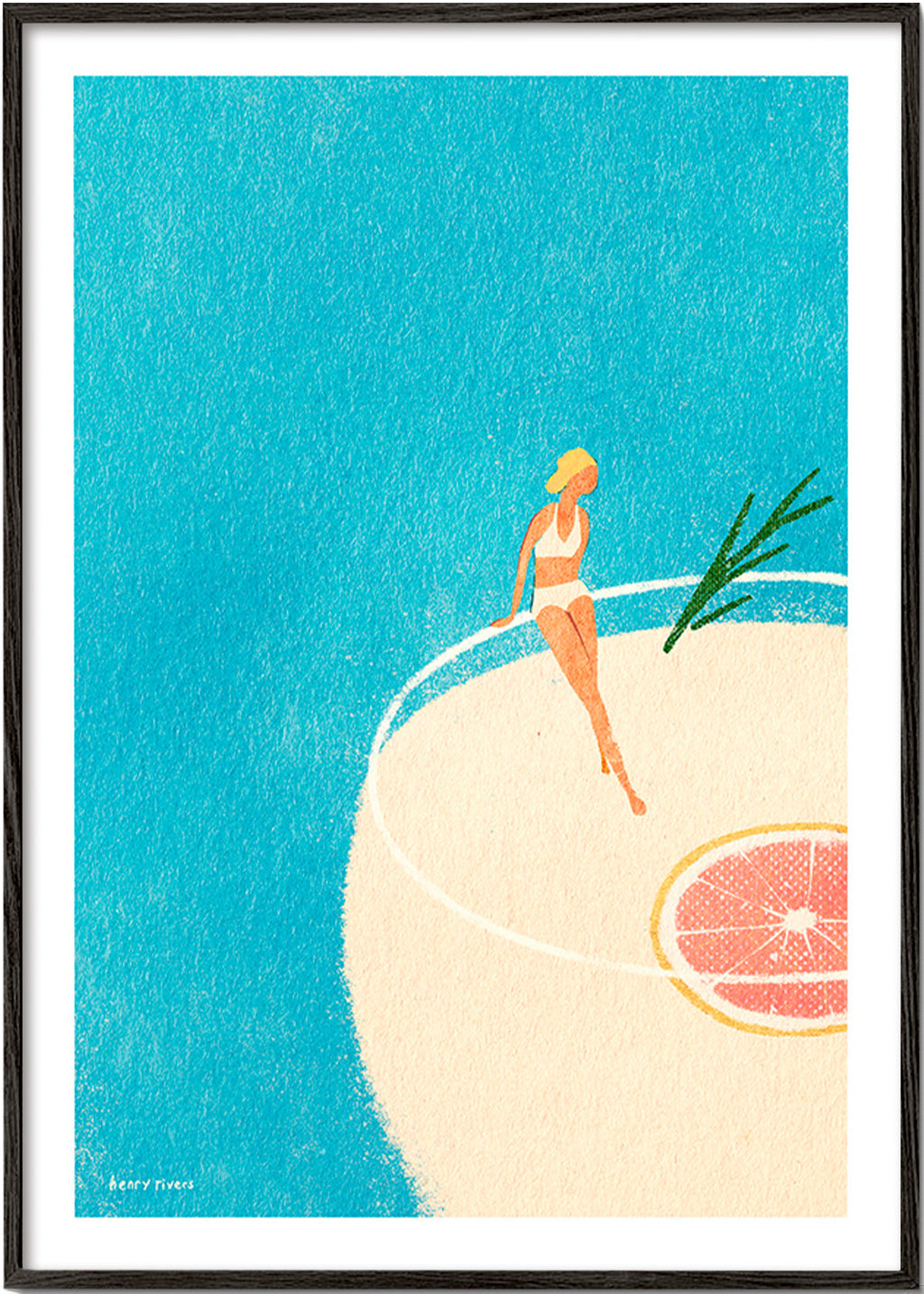 Keuken kunst Gin Tonic illustratie met figuur – Black Frame