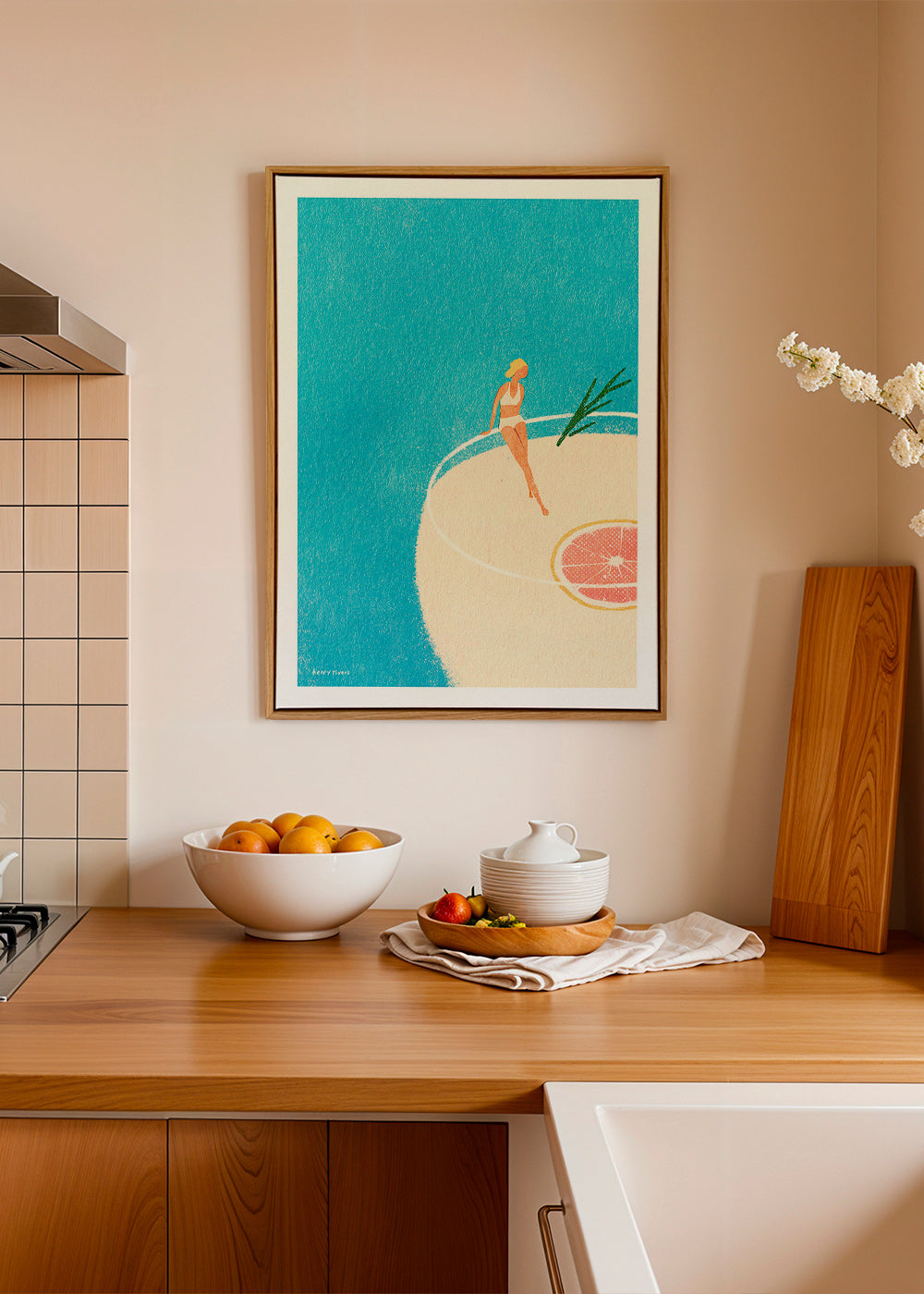 Keuken kunst Gin Tonic illustratie met figuur – Canvas2