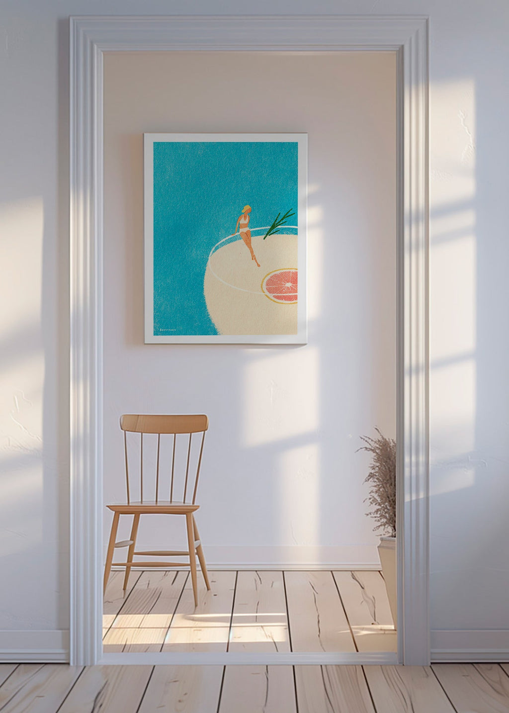 Keuken kunst Gin Tonic illustratie met figuur – Canvas