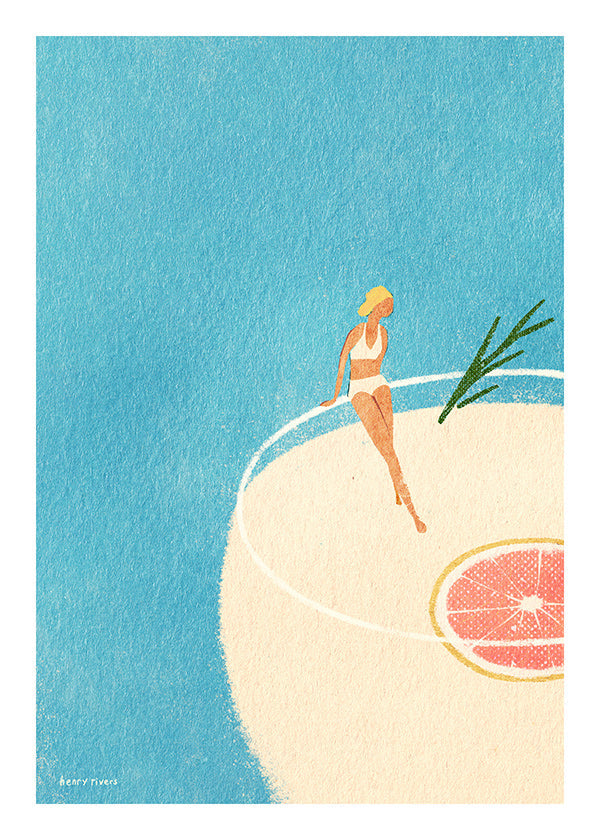 Keuken kunst Gin Tonic illustratie met figuur