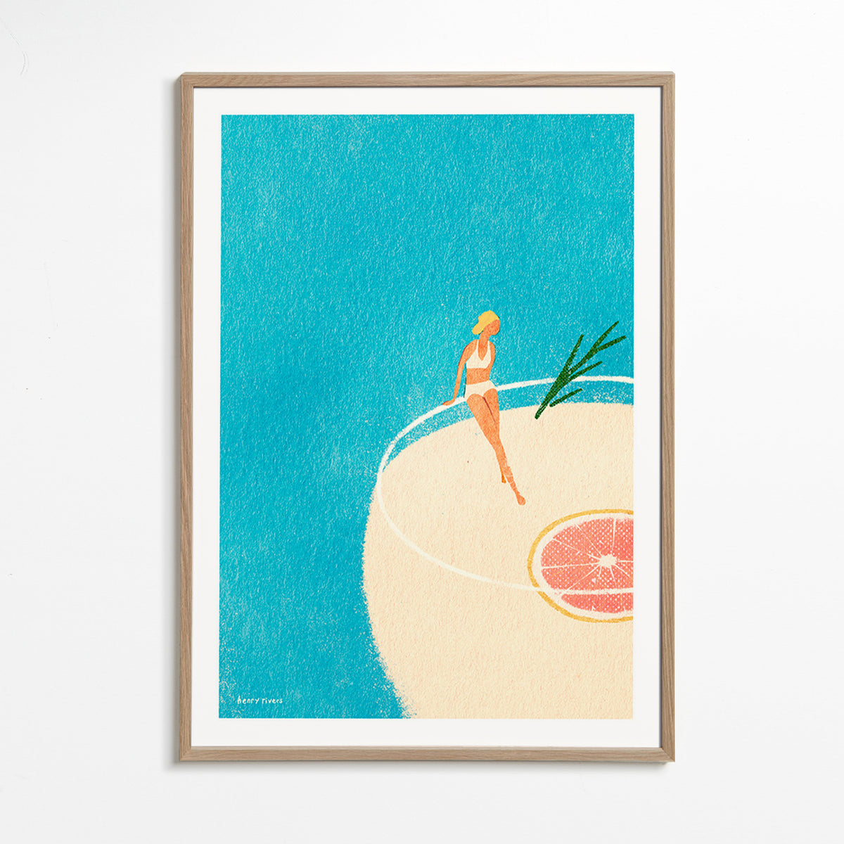 Keuken kunst Gin Tonic illustratie met figuur – Oak Frame