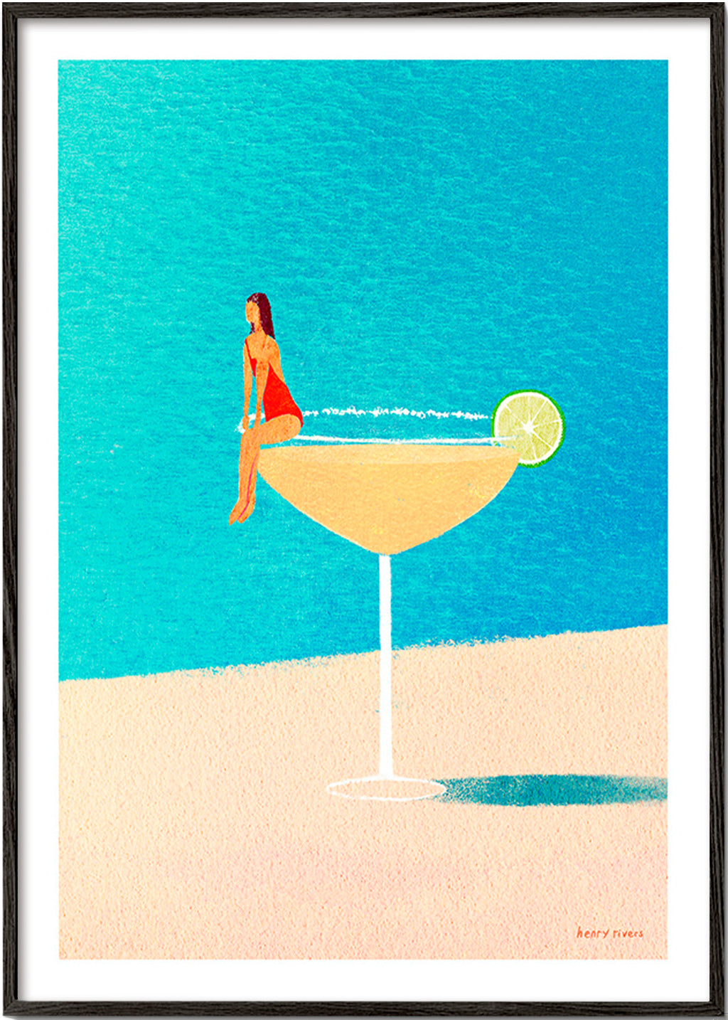 Keuken kunst: Margarita glas illustratie – Black Frame