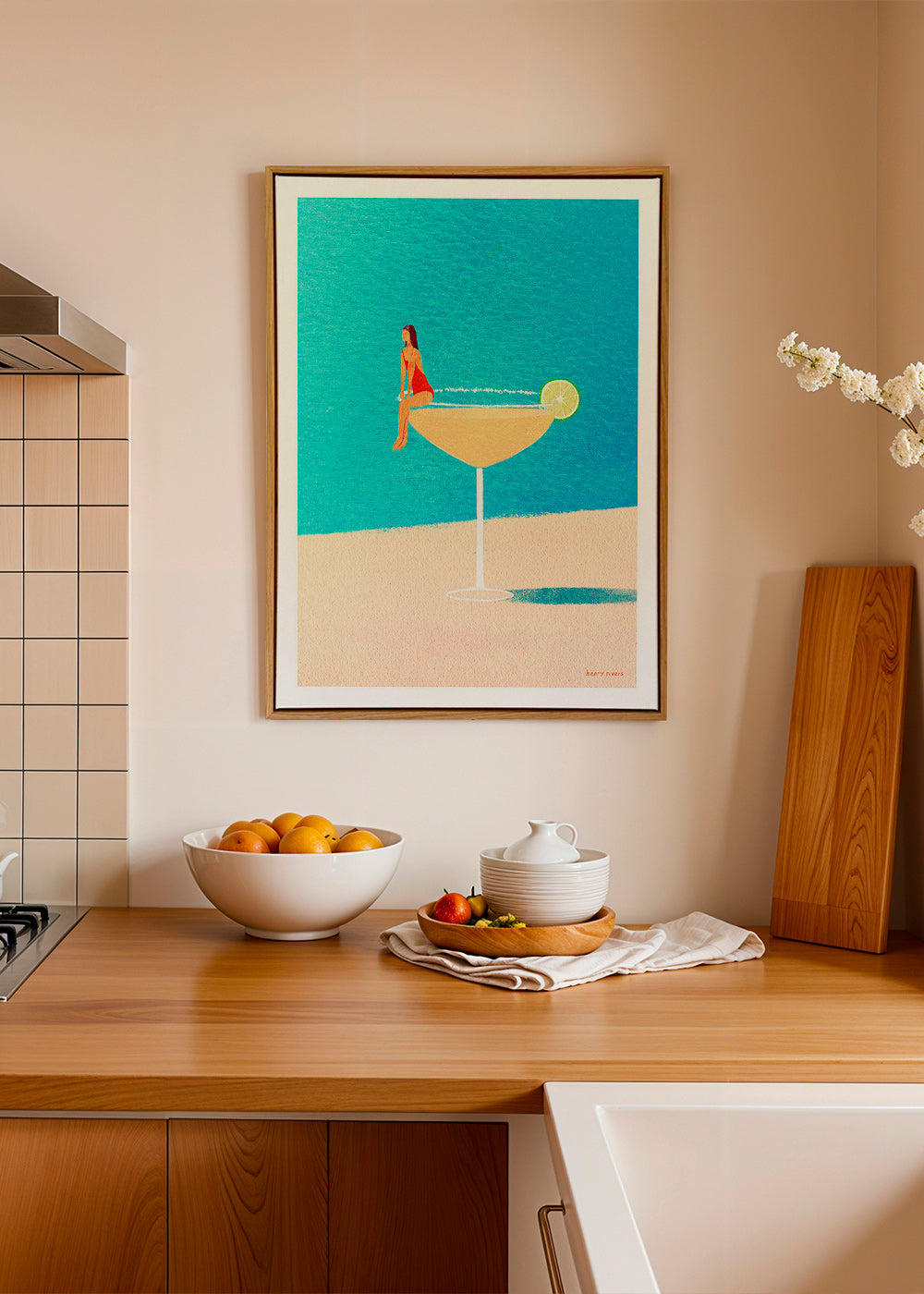 Keuken kunst: Margarita glas illustratie – Canvas1