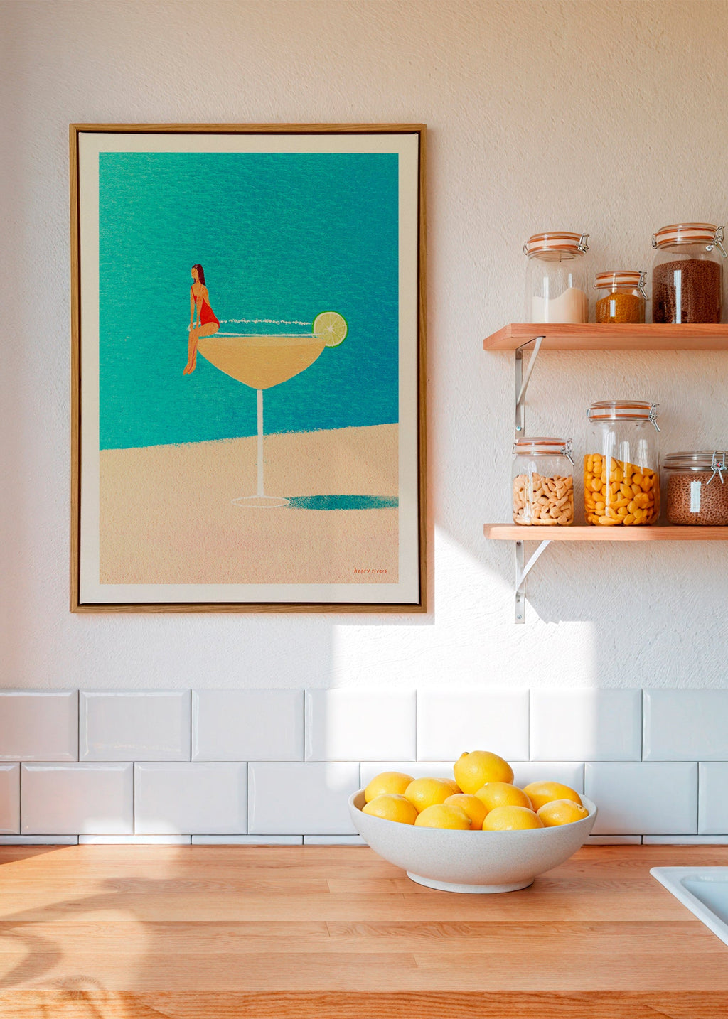 Keuken kunst: Margarita glas illustratie – Canvas2
