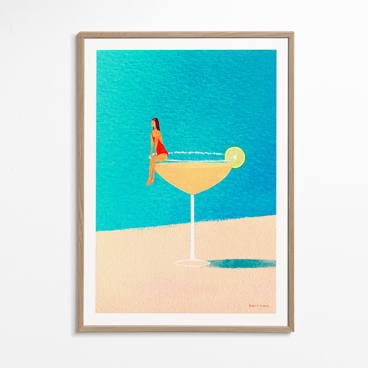 Keuken kunst: Margarita glas illustratie – Oak Frame