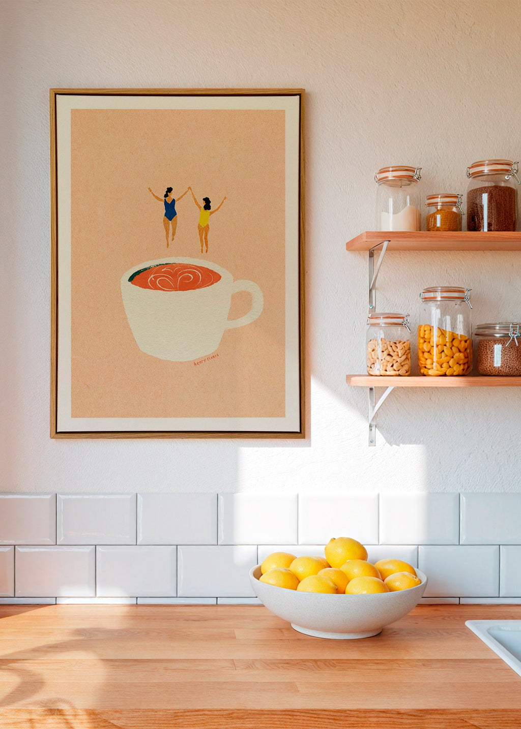 Keuken kunst met kop en zwemmers – Canvas1