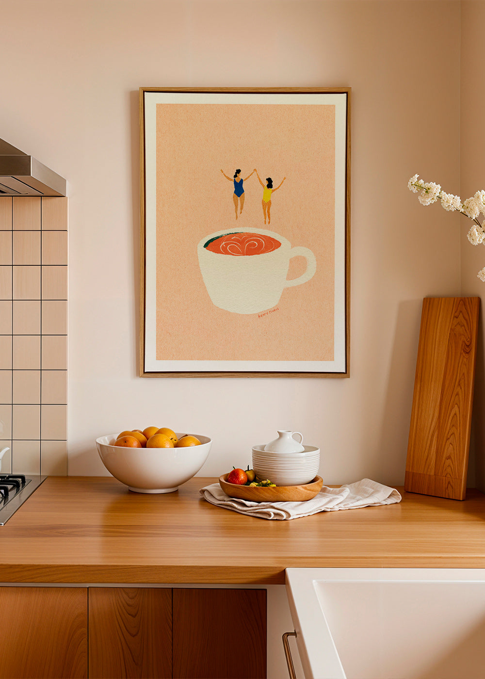 Keuken kunst met kop en zwemmers – Canvas2